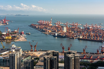 Obraz premium Container terminal, Chiwan Port, Nanshan District, Shenzhen