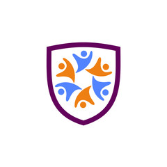 Community in shield logo design