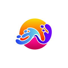 Letter n with waves shape logo