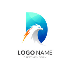 Letter D Combination Eagle Head Creative Logo Design