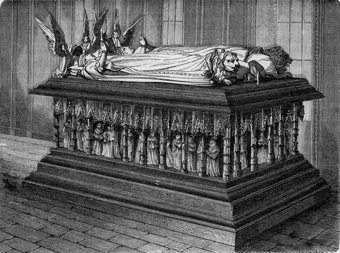 Tomb of Jean Sans-Peur, vintage illustration.