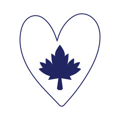 Autumn maple leaf inside heart vector design