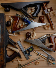 tool woodworking flat lay