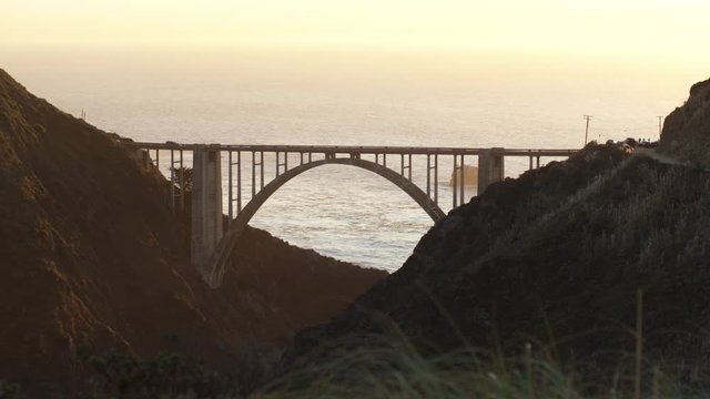 Tilt up to Bixby Bridge in evening