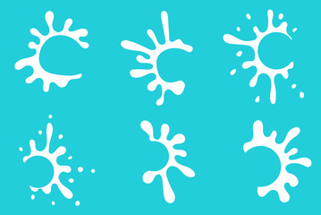 Milk circle badge and dairy labels with splashes and bolts. Milk badge with drop and splash for labels of package. Vector set.