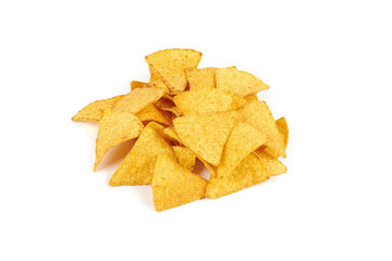 mexican nachos chips, isolated on white background