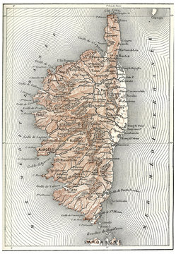 Department of Corsica, vintage illustration.