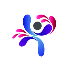 People with water splash logo