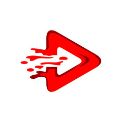 Play icon splash, fast arrow splash logo