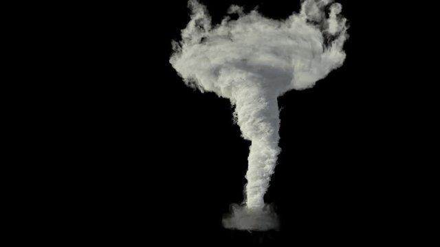 A huge tornado scene, tornado isolated on black background with alpha matte