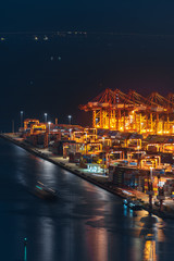 Night view of container terminal at Chiwan Port, Nanshan District, Shenzhen