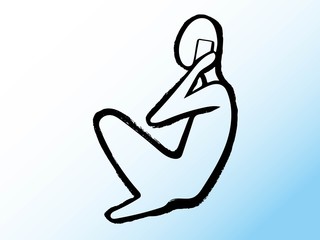 Caller, simple line design, silhouette, icon, hand drawn, Vector