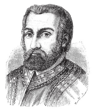 Pierre Terrail, seigneur de Bayard, vintage illustration.