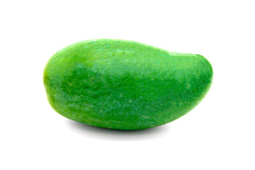 Green mango isolated on a white background.