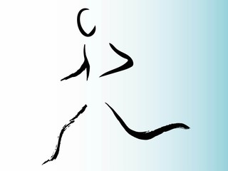 Jogging, hand drawn illustrations, simple line designs, Vector