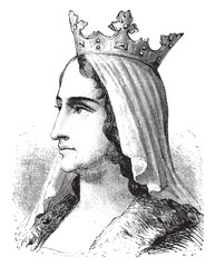 Spanish Queen Isabella I (one) vintage engraving - obrazy, fototapety, plakaty
