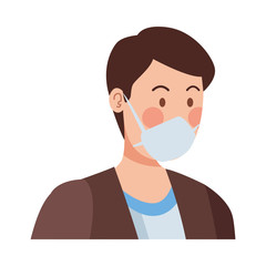 young man using medical mask character