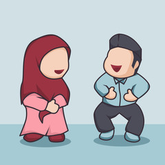 Fototapeta premium Illustration of forbidden to laugh a lot suitable for manners of communication between men and women in Islam