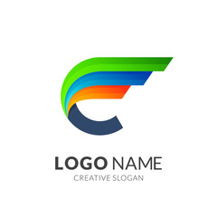 Letter C Wing Colorful Logo Design, Modern Initial Name Business Logo Vector