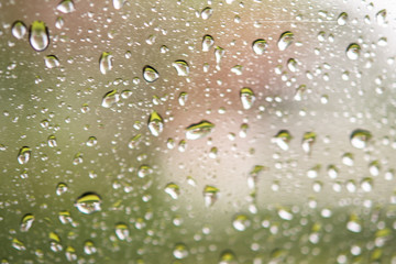 water drops on window glass.