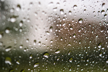 water drops on window glass.