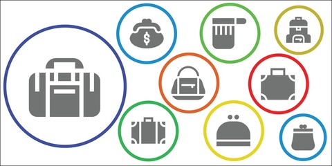 Modern Simple Set of handbag Vector filled Icons