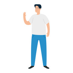 Fototapeta premium young man waving on white background vector illustration design