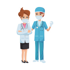 Fototapeta premium female doctors using medical masks