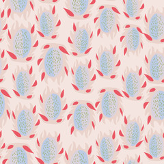 Light cream with dragon fruit seamless pattern background design.