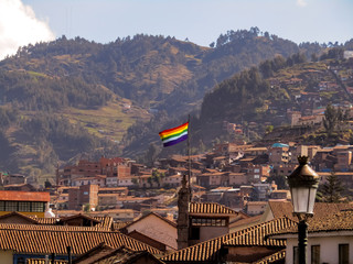 The flag of Cusco, Peru, is formed by seven horizontal bands of seven colors in imitation of the rainbow. It was officially adopted in 1978.