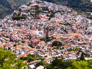 Panoramic view of the city of Taxco de Alarcon, Guerrero, Mexico