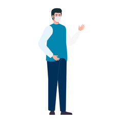 man using protective surgical mask for covid 19 prevention vector illustration design