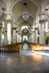 Fototapeta na wymiar Interior of a big white cathedral