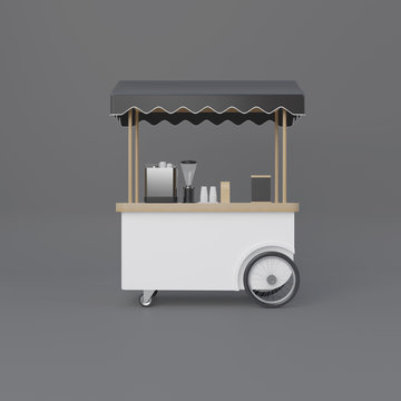 Street coffee cart mockup