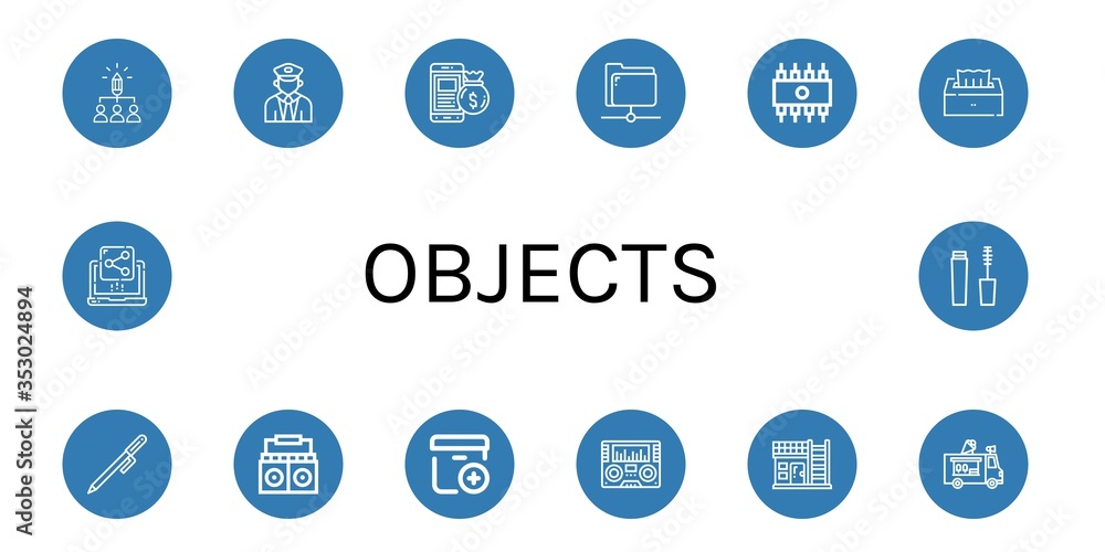 Poster set of objects icons