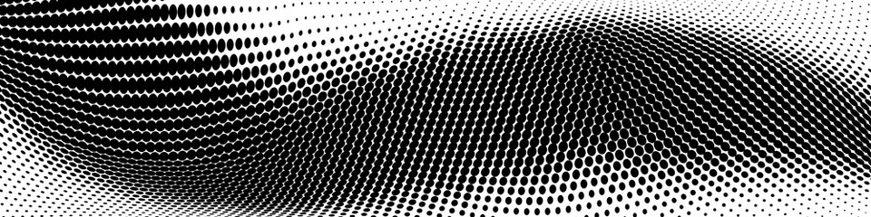 Abstract monochrome halftone pattern. Wide vector illustration - obrazy, fototapety, plakaty