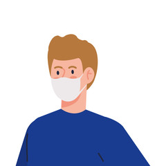 man using protective surgical mask for covid 19 prevention vector illustration design