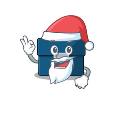 cartoon character of business suitcase Santa having cute ok finger