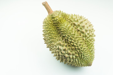 Monthong Durian on white background.Durian is a famous and king of fruits in Thailand.