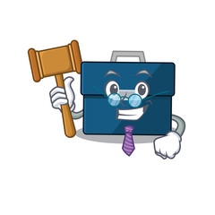A wise judge of business suitcase mascot design wearing glasses