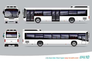 VECTOR EPS10 - city bus template for car branding and advertising isolated on grey background,
can edit color on layer name 