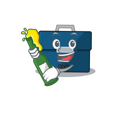 caricature design concept of business suitcase cheers with bottle of beer