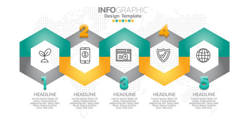 Infographic design template with icons and options or steps.