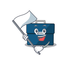 Fototapeta premium A heroic business suitcase mascot character design with white flag
