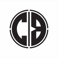 CB Logo initial with circle line cut design template on white background