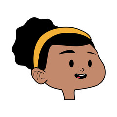 afro young woman head avatar character