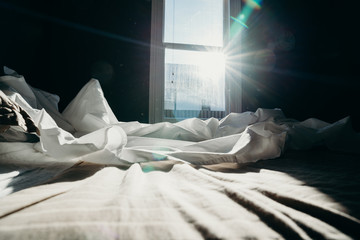 Bedroom gainst the sun light.