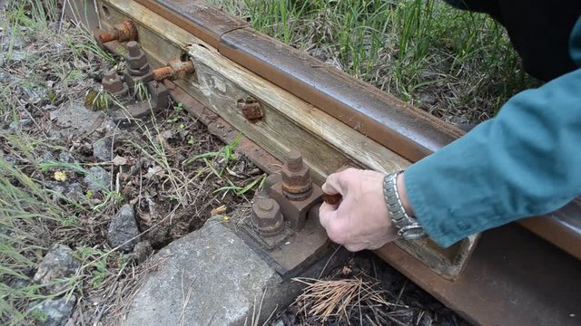 Wooden railway. Ukrainian know-how. Infrastructure degradation and the consequences of metal theft.The railway line provides an important urban infrastructure. Kiev ,Ukraine