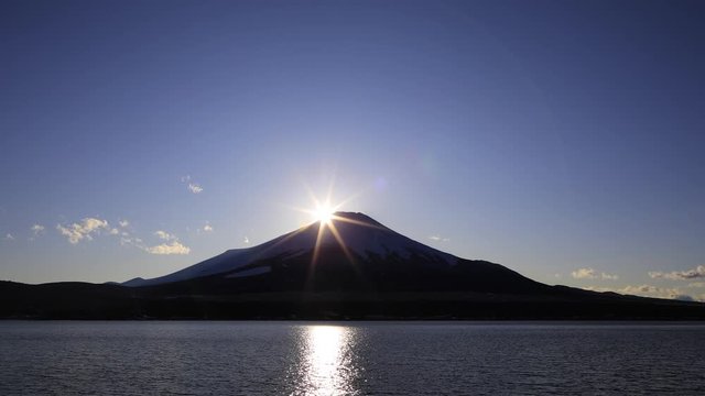 Diamond Fuji: A Natural Gem Worth Beholding. A few times a year, a beautiful phenomenon .  Mt. Fuji over Lake Yamanakako at sunset, Japan