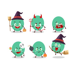 Halloween expression emoticons with cartoon character of green baloon